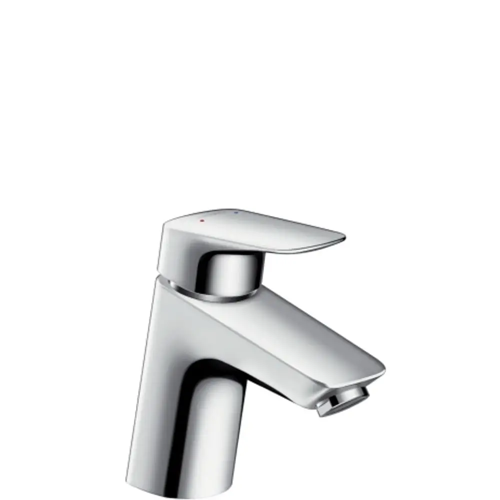 Einhebel-Waschtischmischer aus Chrom von Hansgrohe mit einem modernen Design, geeignet für Niederdruck- bzw. offene Warmwasserbereiter und mit Push-Open Ablaufgarnitur.